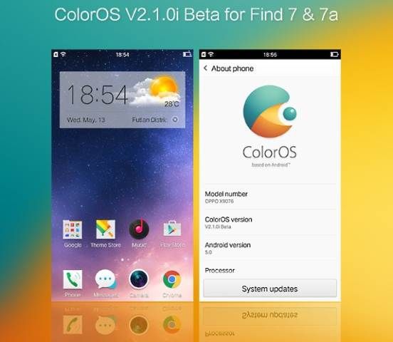 Oppo has ColorOS 2.1 based on Android Lollipop